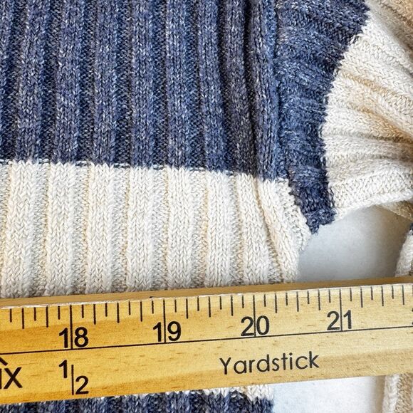 Blue Rain Striped Cropped Cardigan Sz Small Blue and Cream Stripes Button Front - Picture 9 of 14